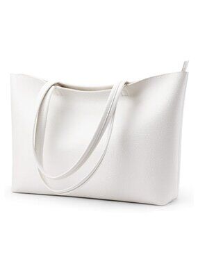 Faux Leather Tote Bag Zipper Shoulder Bag Large Purse for Women Work College